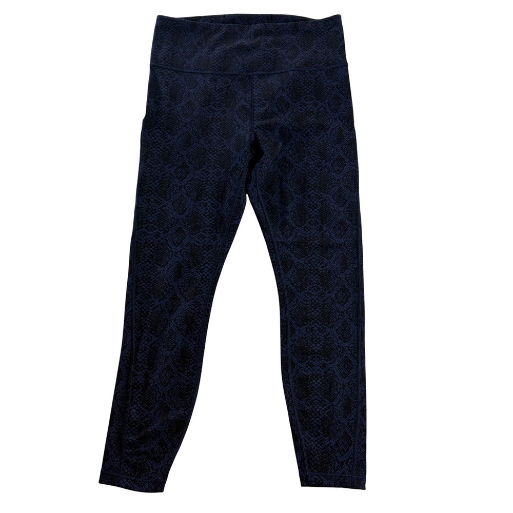 Athleta Ultimate 7/8 Tight Womens S Navy Snakeskin Stash Pocket Leggings